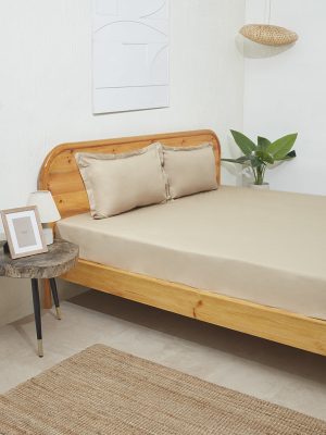 Westside Home Taupe Solid Queen Bed Flat Sheet and Pillowcase Set