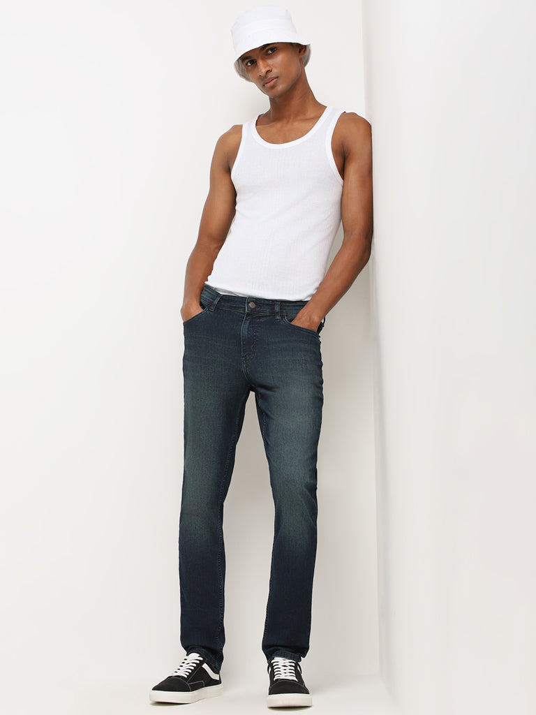 Nuon Blue Straight-Fit Mid-Rise Jeans