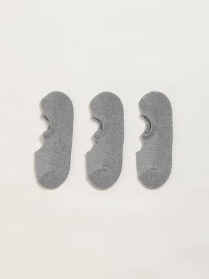 WES Lounge Grey No-Show Cotton-Blend Socks - Pack of 3