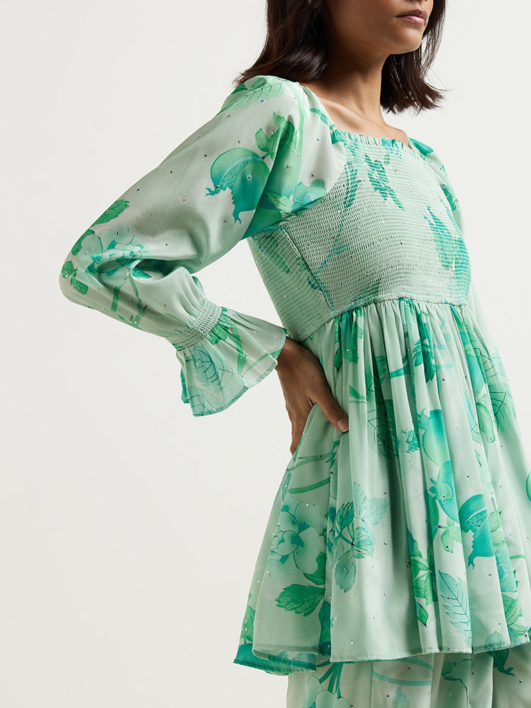 Vark Green Floral Printed Cord Set - Image 2