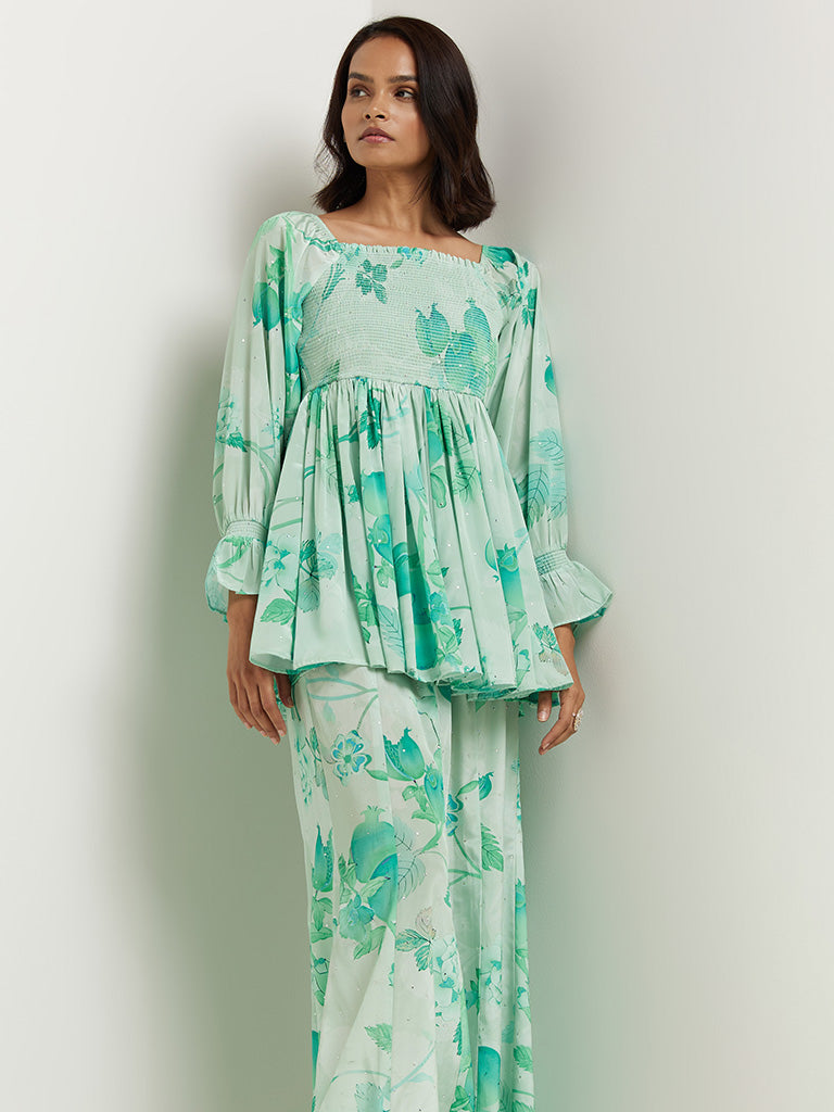 Vark Green Floral Printed Cord Set - Image 3