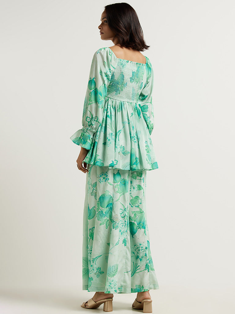 Vark Green Floral Printed Cord Set - Image 4