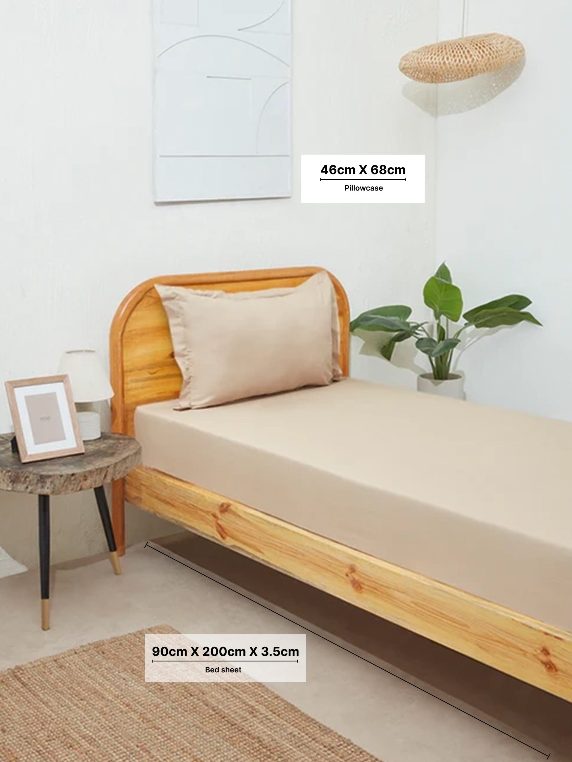 Westside Home Taupe Single Bed Fitted Sheet and Pillowcase Set - Image 4