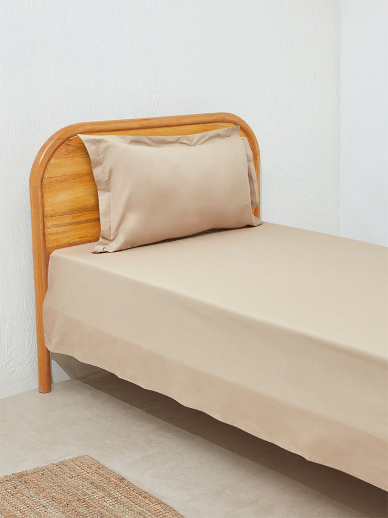 Westside Home Taupe Single Bed Flat Sheet and Pillowcase Set - Image 2