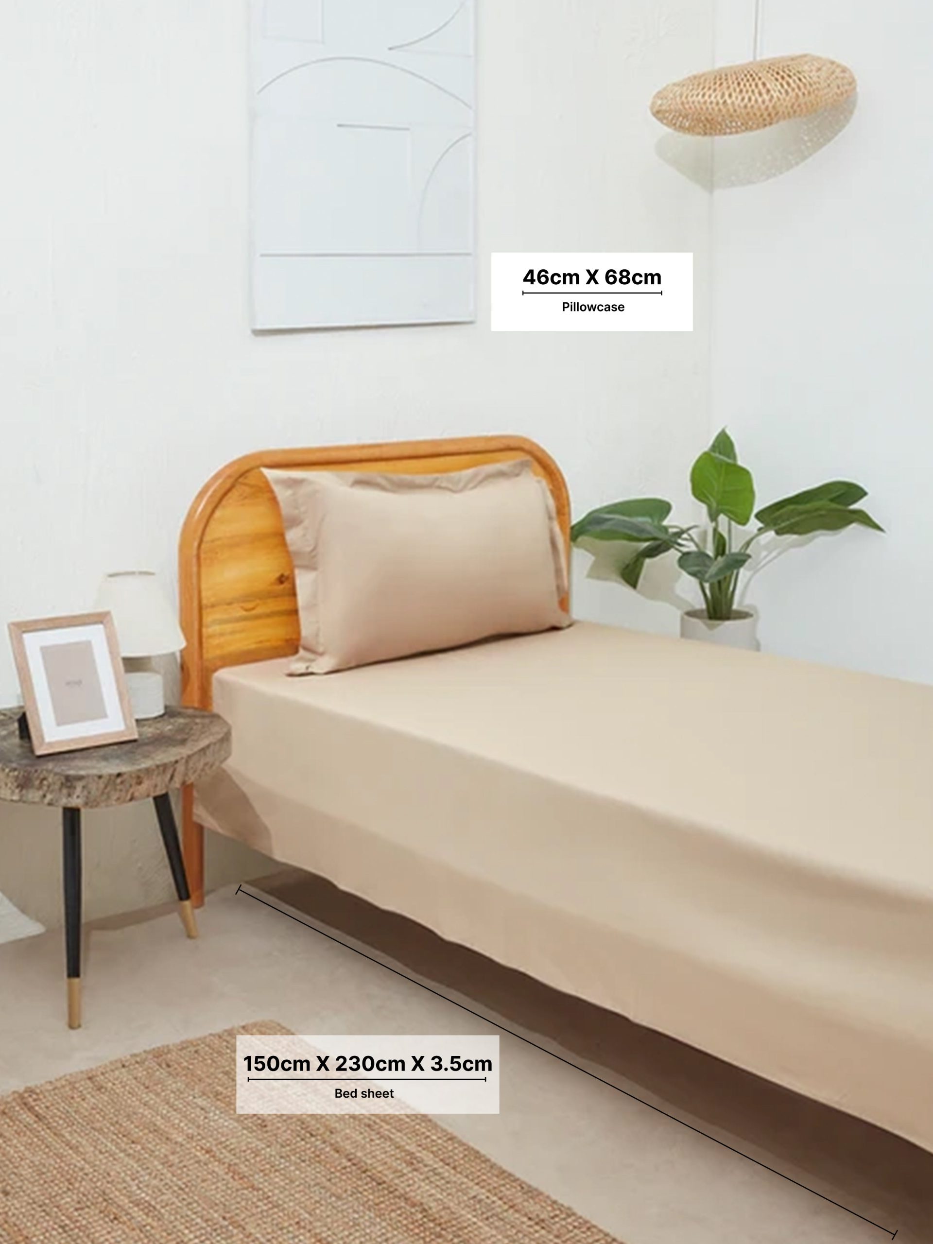 Westside Home Taupe Single Bed Flat Sheet and Pillowcase Set - Image 4