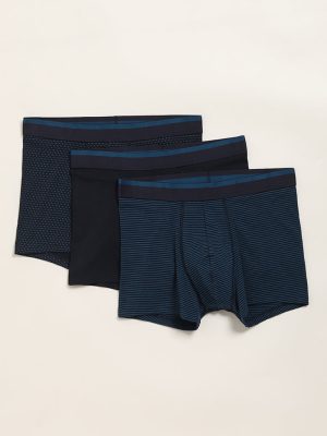 WES Lounge Teal Cotton-Blend Relaxed Fit Trunks - Pack of 3