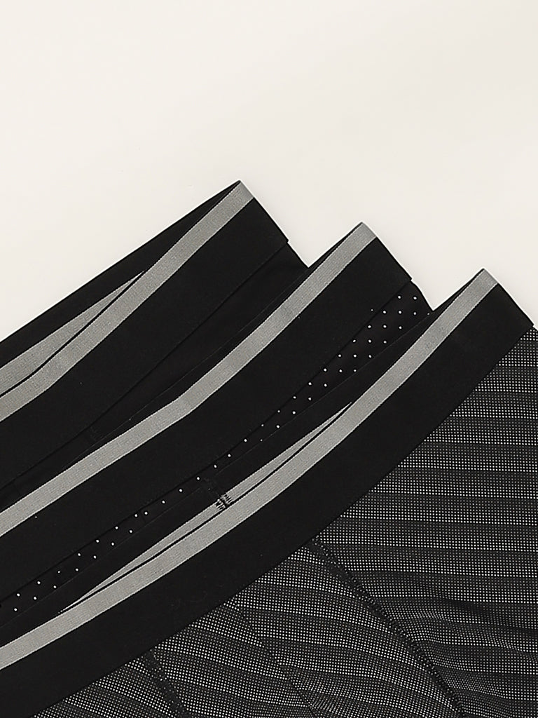 WES Lounge Black Printed Cotton-Blend Relaxed Fit Trunks - Pack of 3 - Image 2