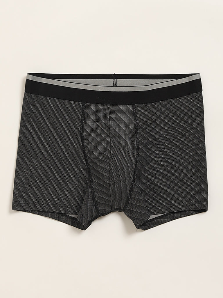 WES Lounge Black Printed Cotton-Blend Relaxed Fit Trunks - Pack of 3 - Image 3