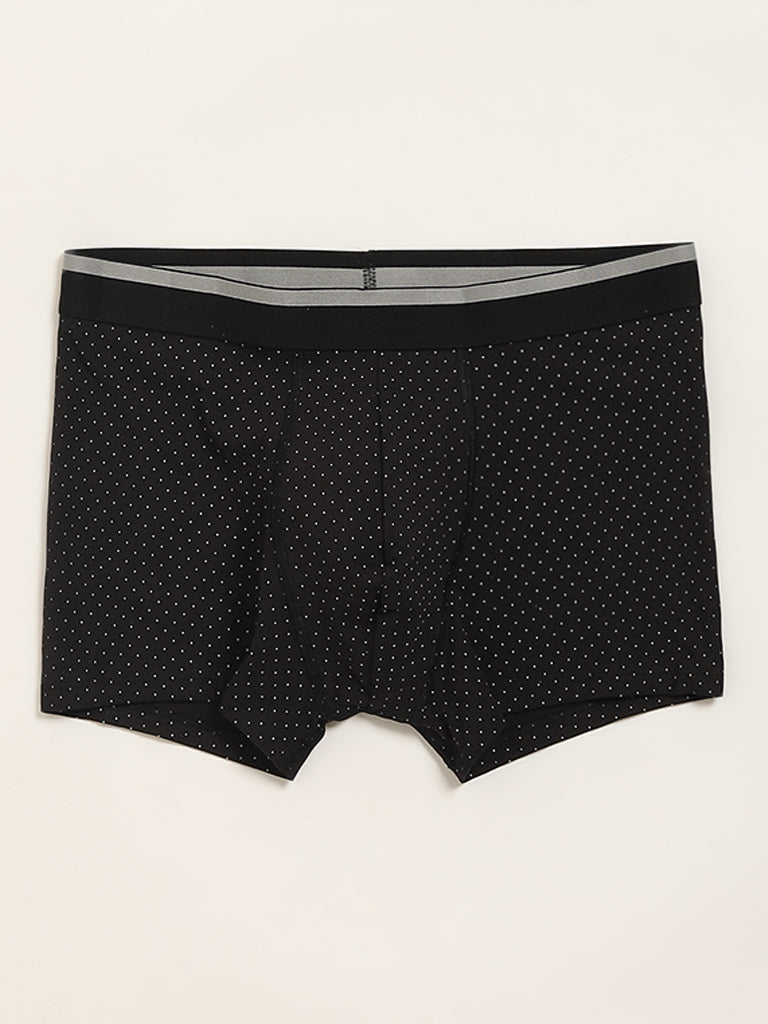 WES Lounge Black Printed Cotton-Blend Relaxed Fit Trunks - Pack of 3 - Image 4