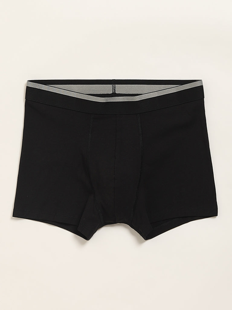 WES Lounge Black Printed Cotton-Blend Relaxed Fit Trunks - Pack of 3 - Image 5