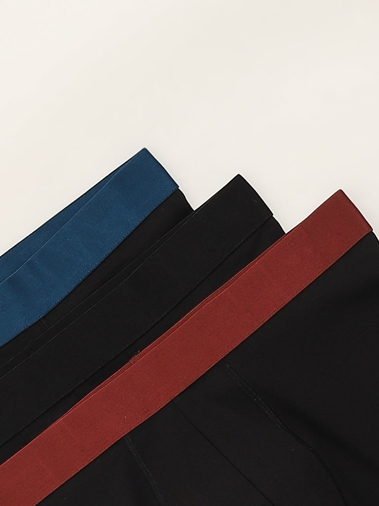 WES Lounge Black Cotton-Blend Relaxed Fit Trunks - Pack of 3 - Image 2