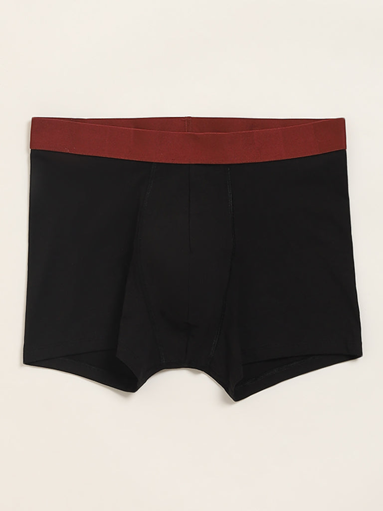 WES Lounge Black Cotton-Blend Relaxed Fit Trunks - Pack of 3 - Image 3