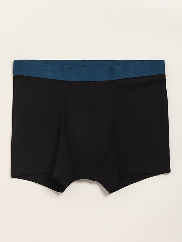 WES Lounge Black Cotton-Blend Relaxed Fit Trunks - Pack of 3 - Image 5