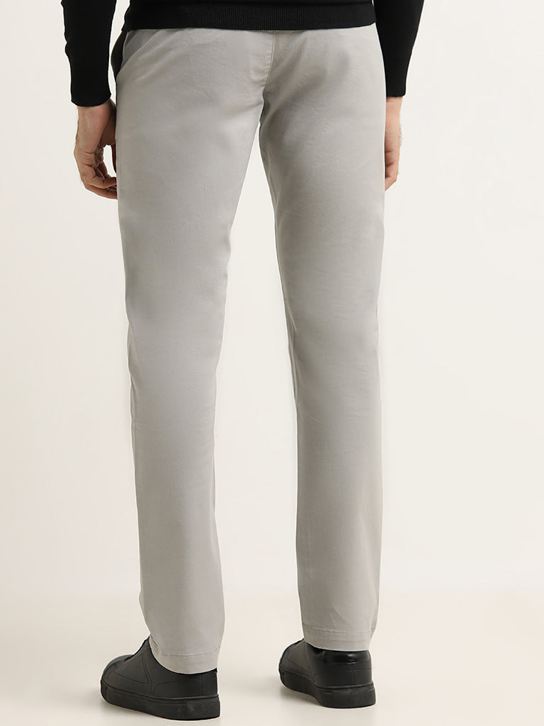 WES Casuals Grey Cotton-Blend Slim Fit Mid Rise Chinos - Image 5
