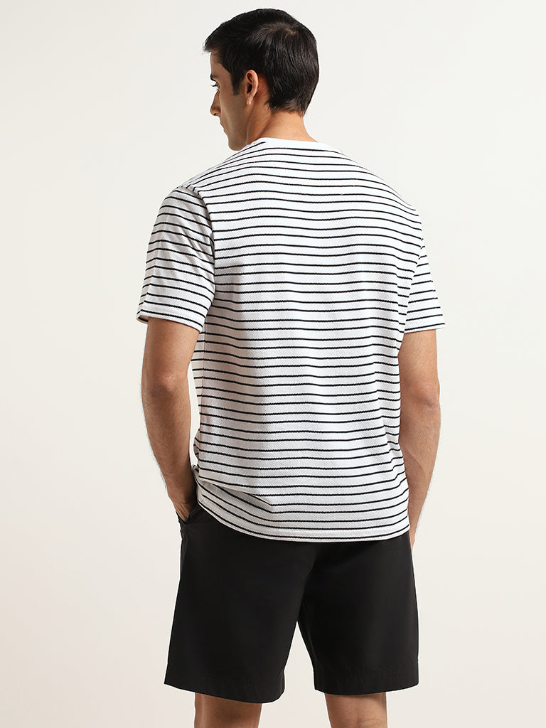 WES Lounge White Relaxed Fit Knit Cotton-Blend T-Shirt - Image 4