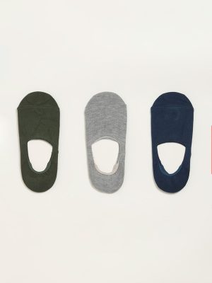 WES Lounge Multicolour Solid Cotton-Blend Invisible Socks - Pack of 3