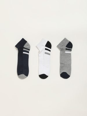 WES Lounge Multicolour Printed Cotton-Blend Trainer Socks - Pack of 3