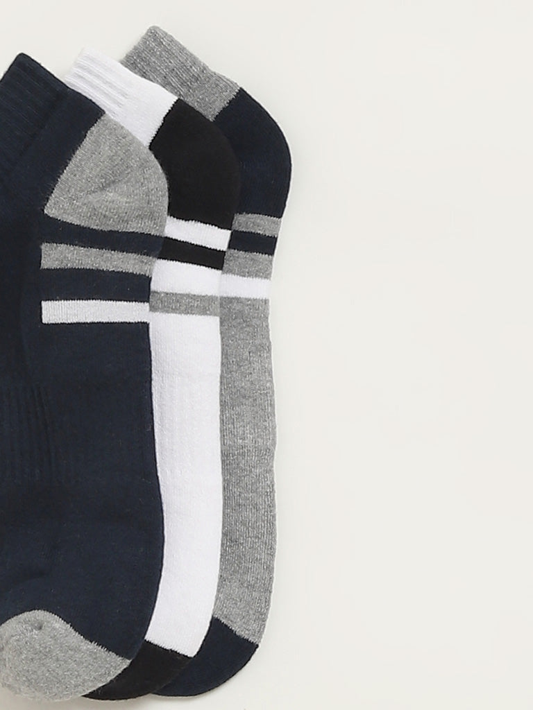 WES Lounge Multicolour Printed Cotton-Blend Trainer Socks - Pack of 3 - Image 2