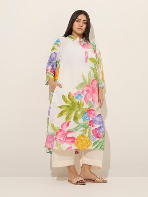 Diza Multicolour Floral Printed A-Line Kurta