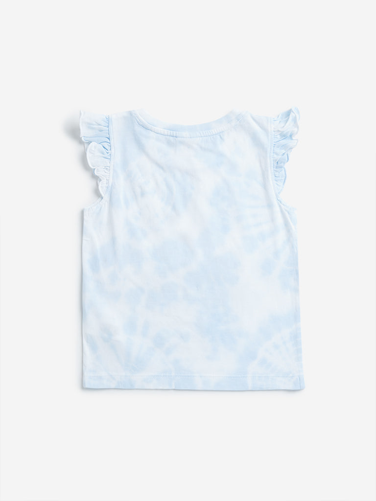HOP Kids Blue Text Pattern Tie-Dye Cotton Top - Image 3