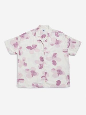 Y&F Kids Pink Printed Design Cotton Shirt