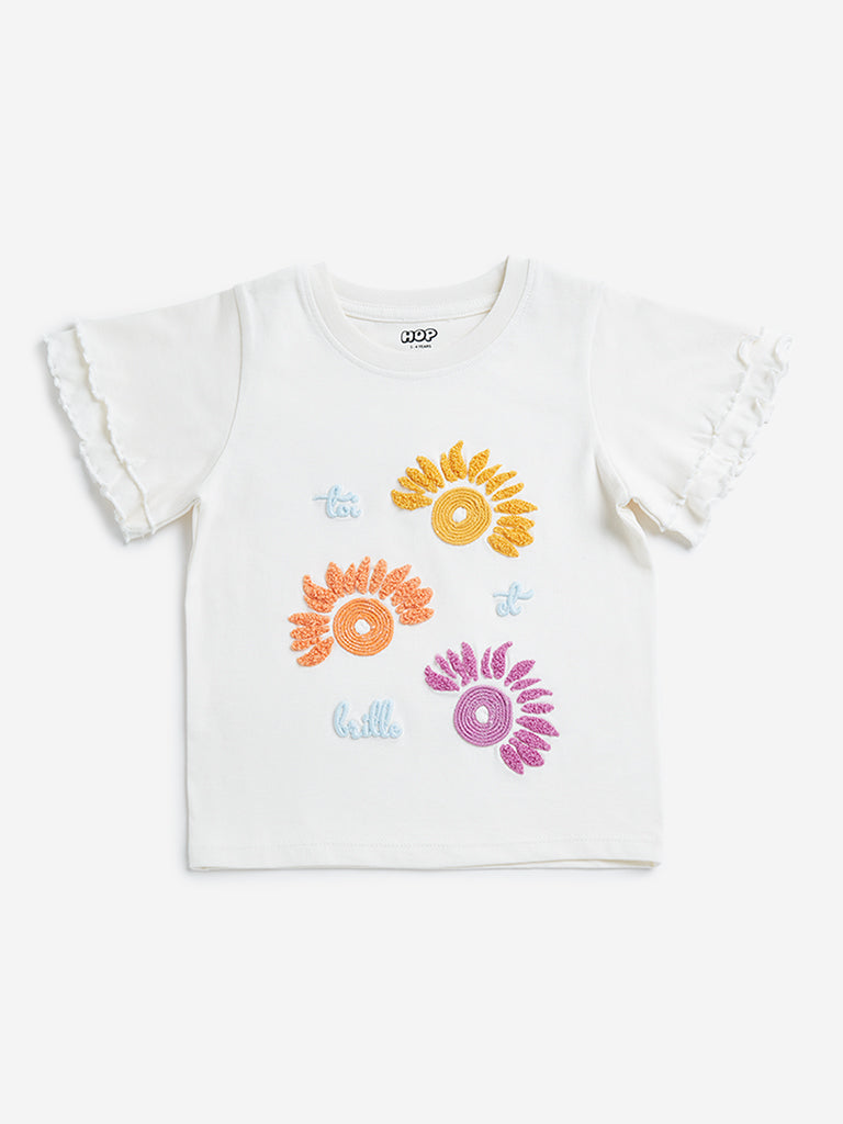 HOP Kids White Text Design Cotton T-Shirt