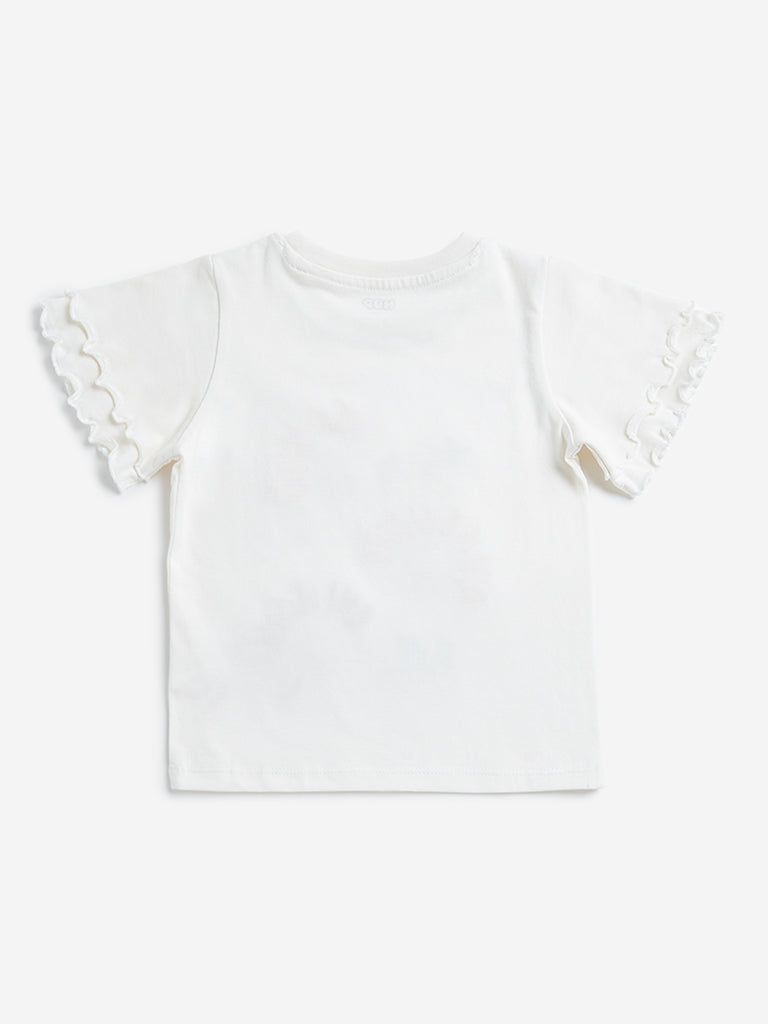 HOP Kids White Text Design Cotton T-Shirt - Image 2