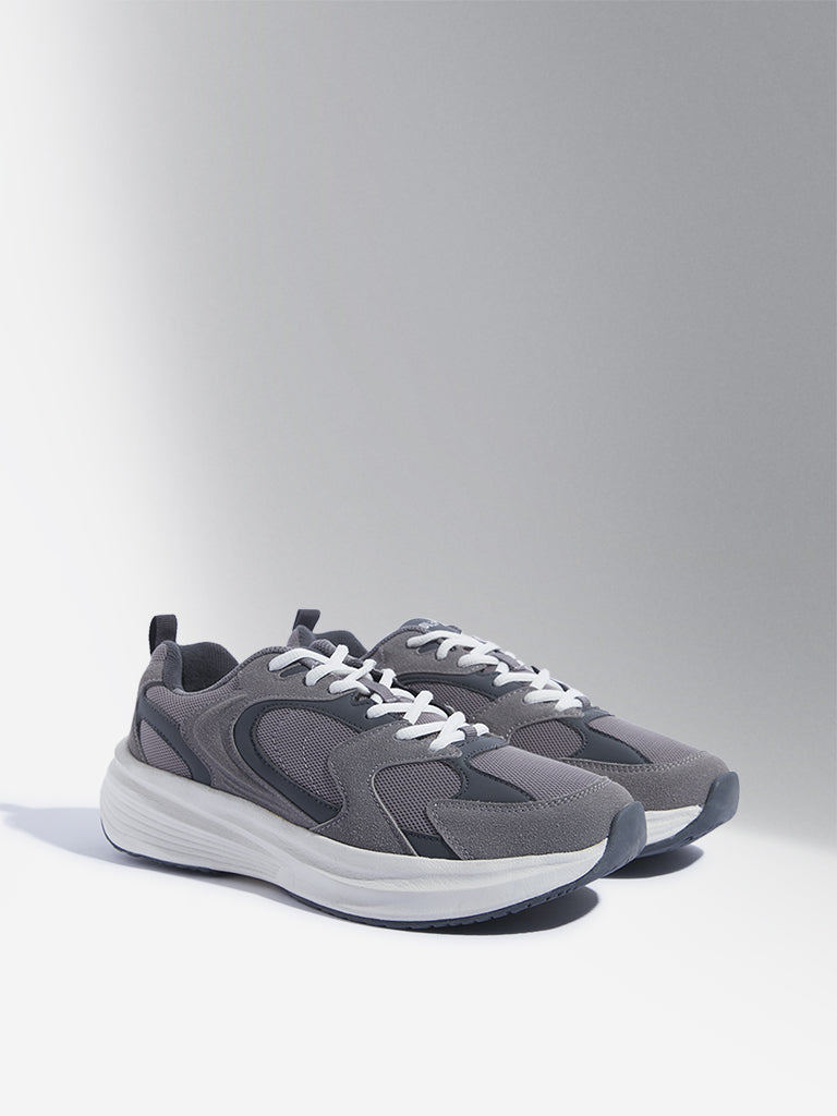 SOLEPLAY Dark Grey Mesh-Detailed Lace-Up Sneakers - Image 2