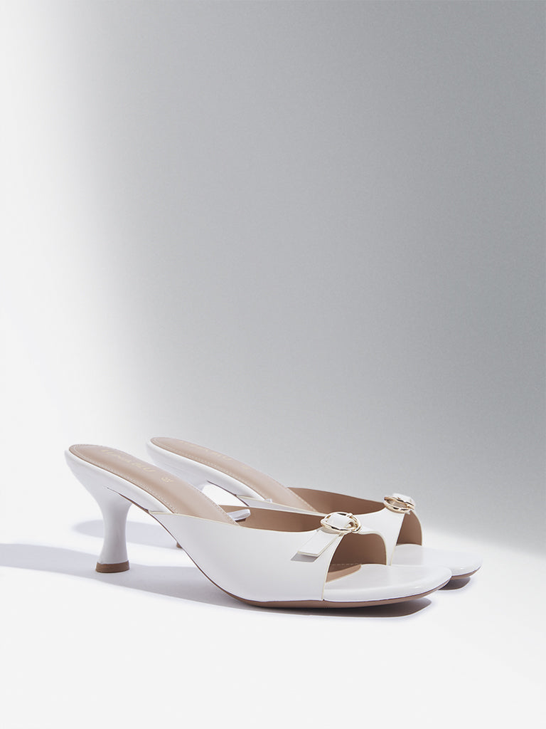 LUNA BLU White Buckled Heel Sandals - Image 2