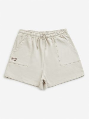 Y&F Kids Beige Mid Rise Cotton Shorts