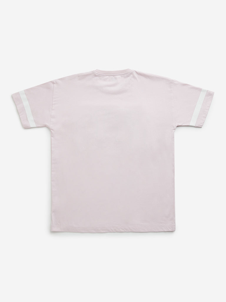 Y&F Kids Pink Text Embroidered Cotton T-Shirt - Image 2