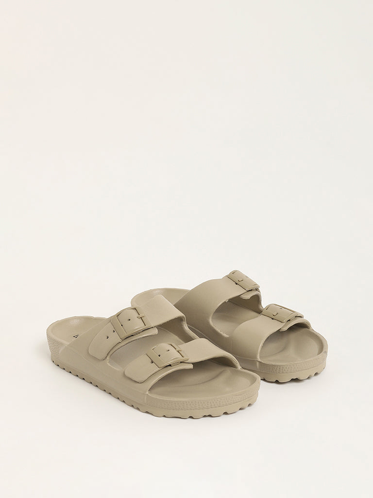 LUNA BLU Taupe Double Band Flip-Flops - Image 2