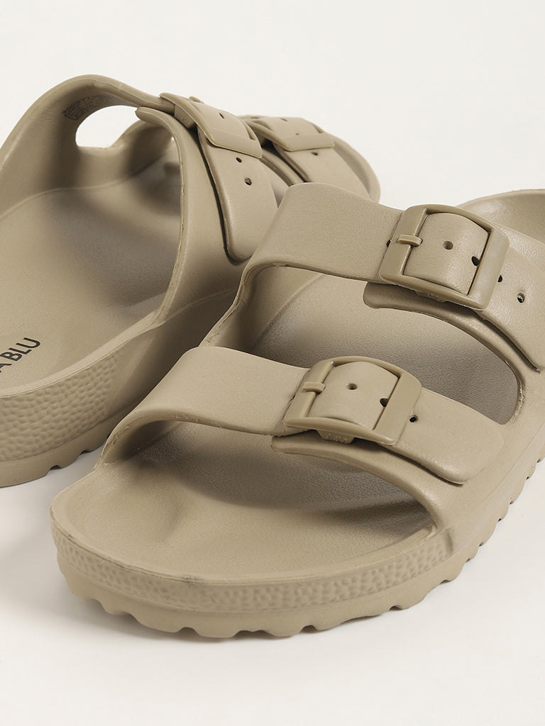 LUNA BLU Taupe Double Band Flip-Flops - Image 3
