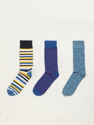 WES Lounge Multicolour Printed Cotton-Blend Full Length Socks - Pack of 3