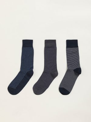 WES Lounge Multicolour Printed Cotton-Blend Full Length Socks - Pack of 3