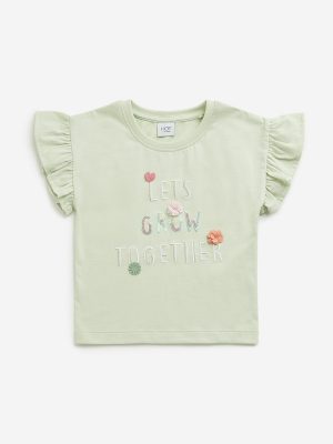HOP Kids Sage Text Design Cotton Top