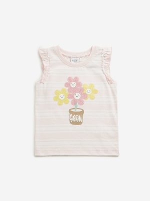 HOP Kids Light Pink Floral Cotton Top