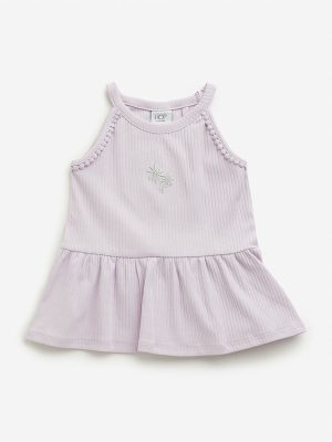 HOP Kids Lilac Ribbed Textured Cotton Casual Top