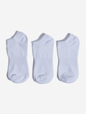 WES Lounge White Solid Cotton-Blend Socks - Pack of 3