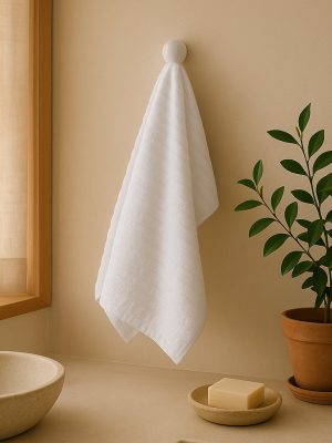 Westside Home White Self-Striped Luxe Hand Towel