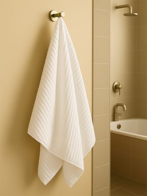 Westside Home White Self-Striped Luxe Bath Towel