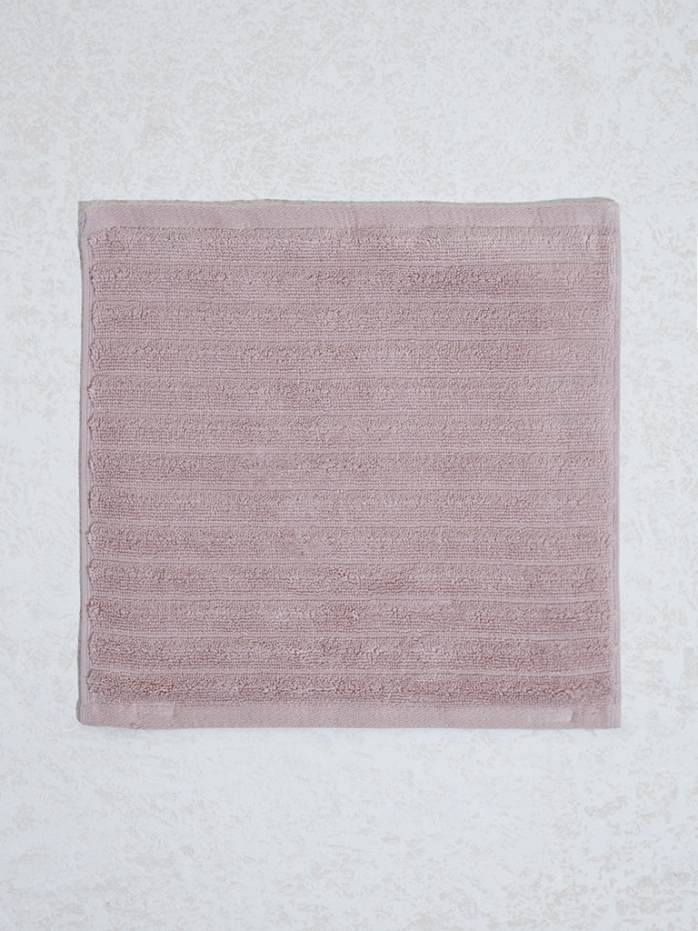 Westside Home Pink Self-Striped Luxe Ripple Face Towels (Set of 2) - Image 3
