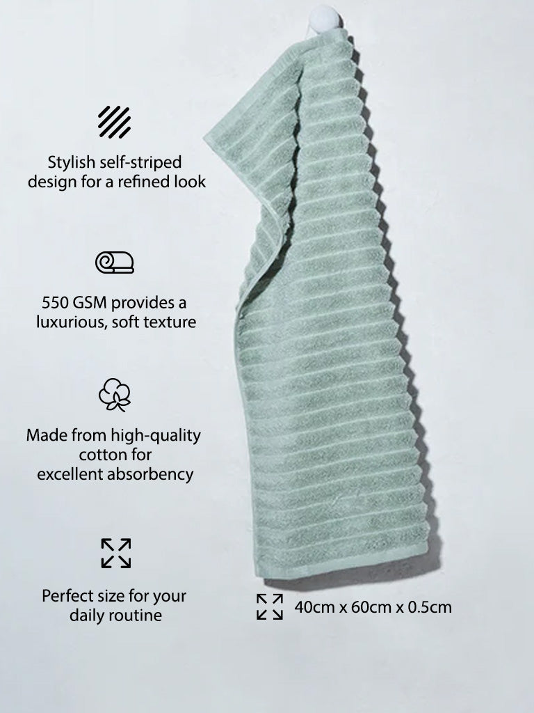 Westside Home Light Sage Self-Striped Luxe Hand Towel - Image 5