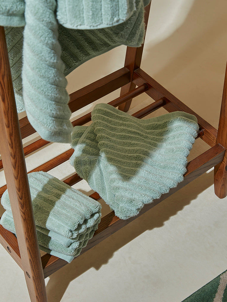 Westside Home Light Sage Self-Striped Luxe Hand Towel