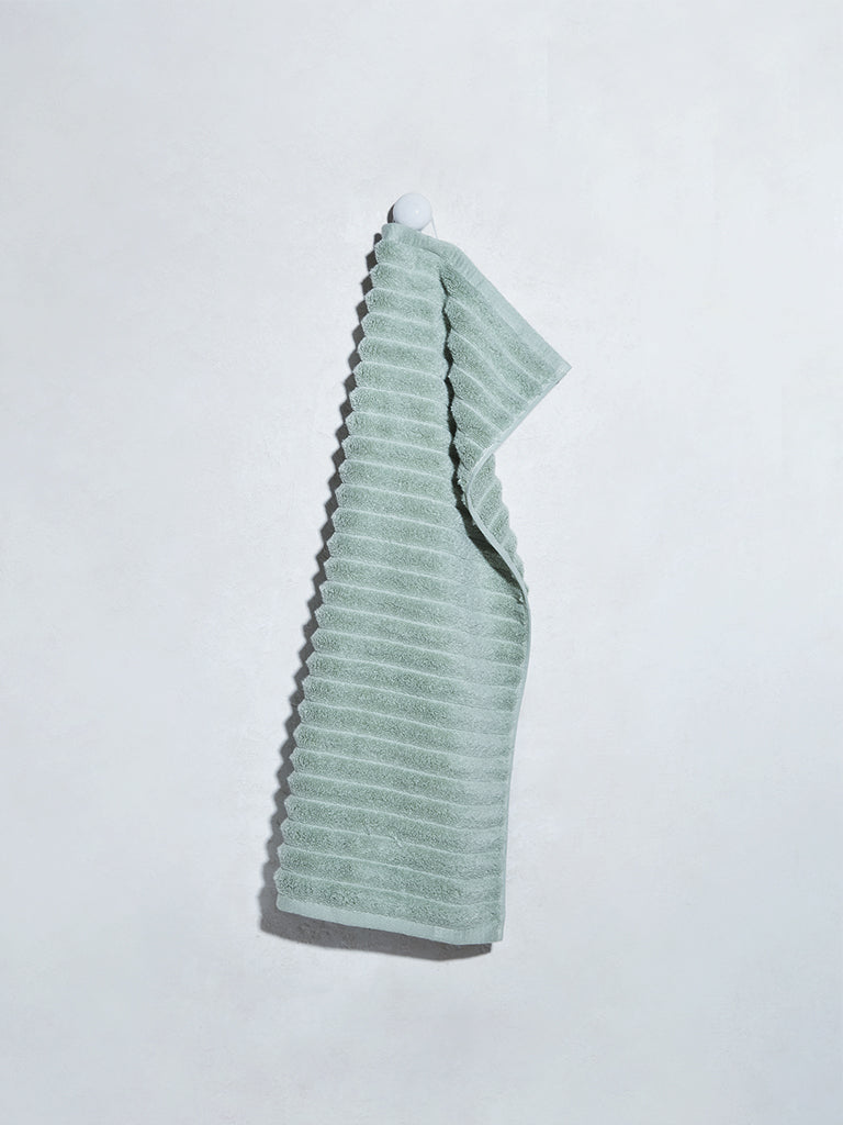 Westside Home Light Sage Self-Striped Luxe Hand Towel - Image 2