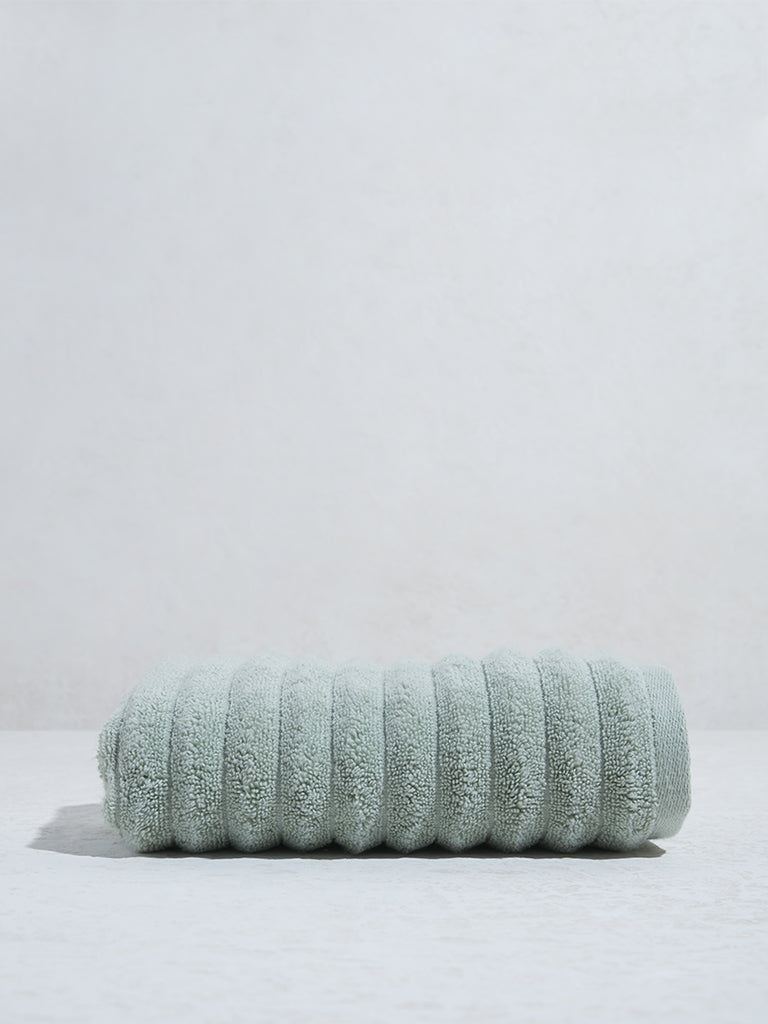 Westside Home Light Sage Self-Striped Luxe Hand Towel - Image 3
