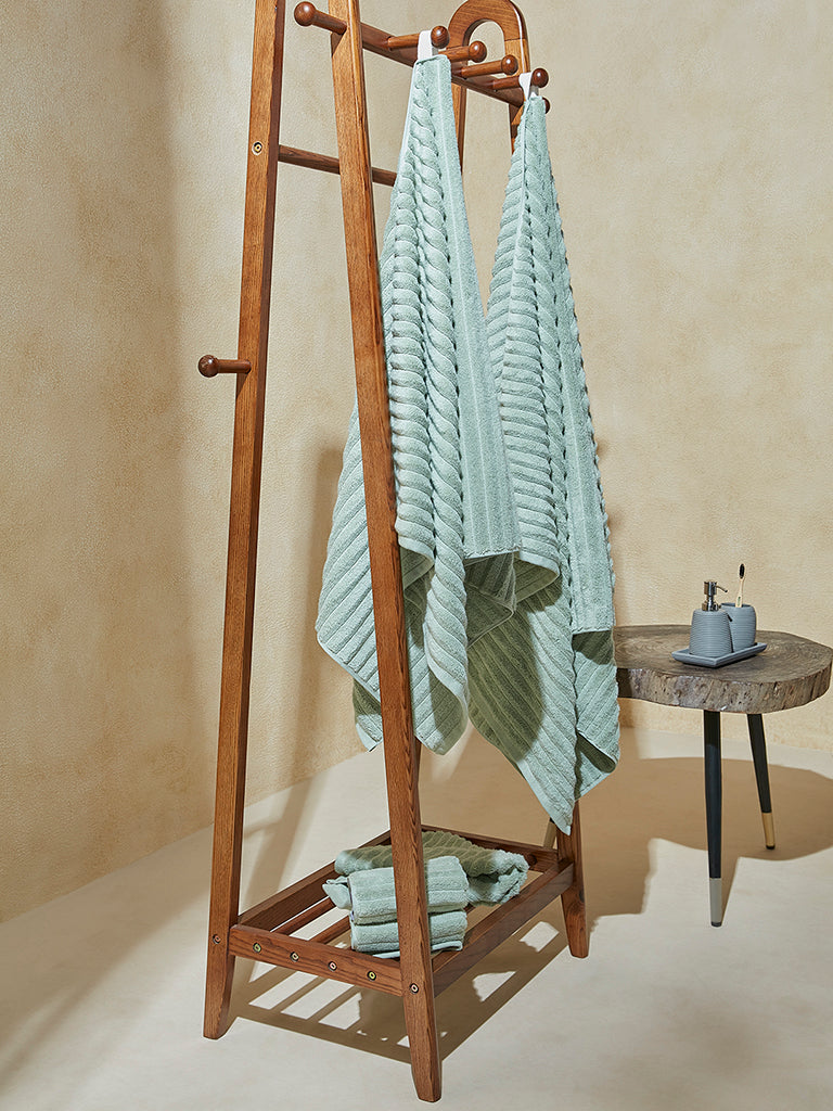 Westside Home Light Sage Self-Striped Luxe Bath Towel