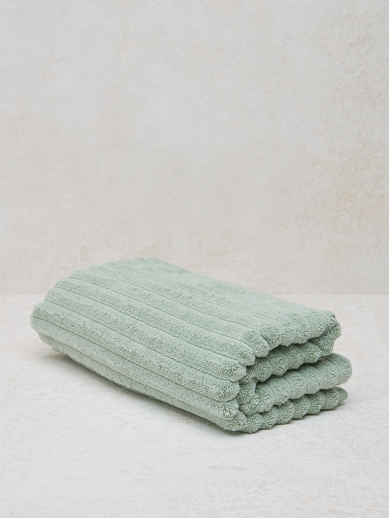 Westside Home Light Sage Self-Striped Luxe Bath Towel - Image 3