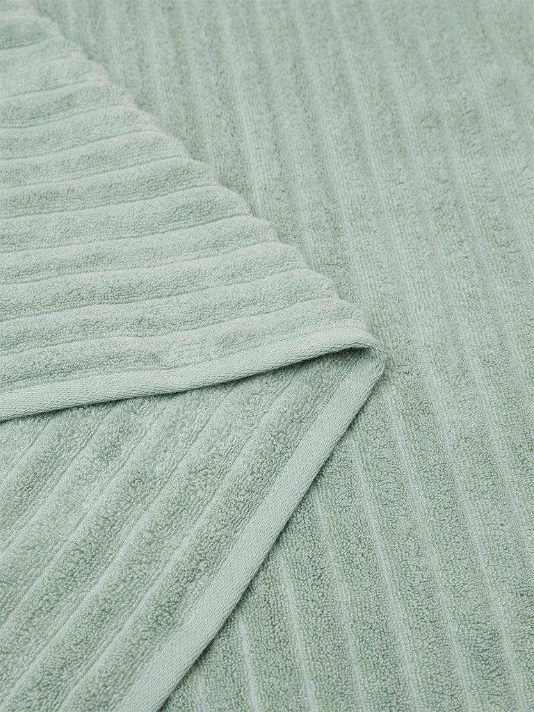 Westside Home Light Sage Self-Striped Luxe Bath Towel - Image 4
