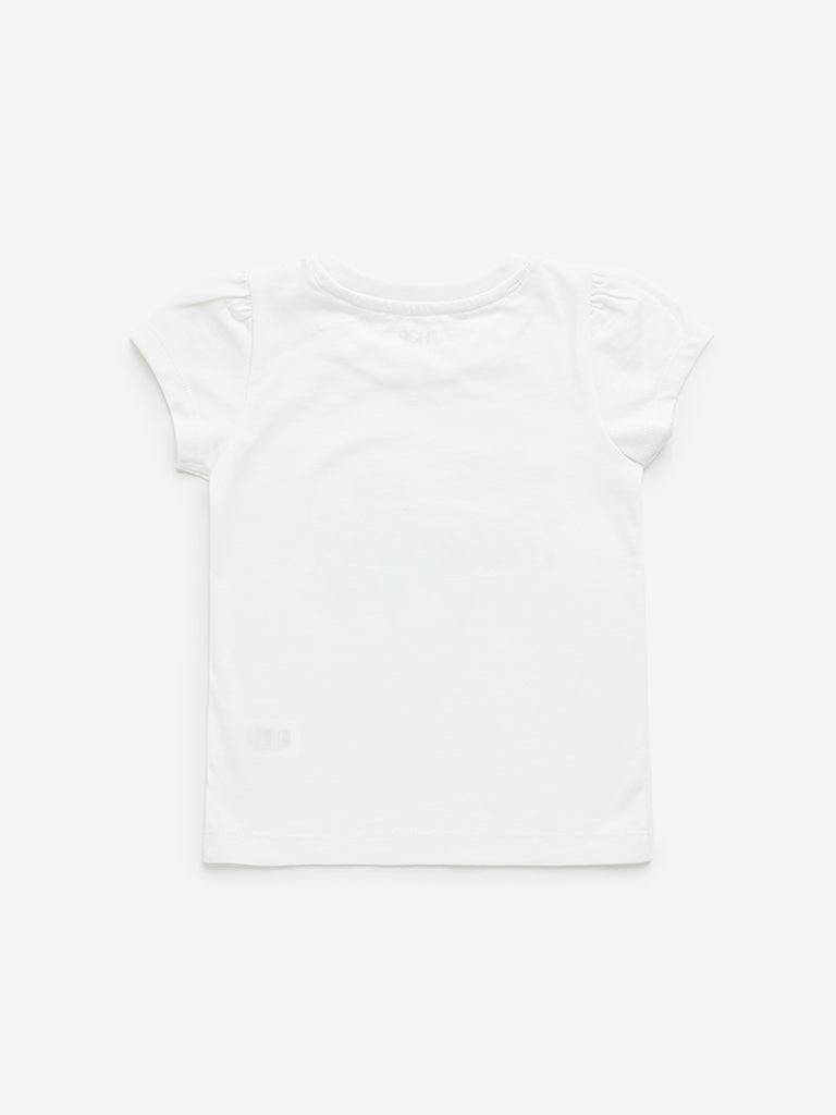 HOP Kids White Text Sequin Design Cotton T-Shirt - Image 3